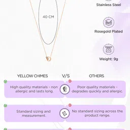 yellow chimes Valentine Gift for Girls Pendant for Women and Girls | Rose Gold Pendant Necklace for Women Western | Stainless Steel Long Chain Pendants | Birthday Anniversary Gift For Girlfriend Wife image 4