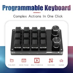 12 Keys Programmable Keyboard,Multifunctional USB Mechanical Gaming Keyboard,One-hand Macro Mechanical Keyboard with Memory Function,for Editing,Gaming,Industry,Office,Speculate in Stocks, Green image 2