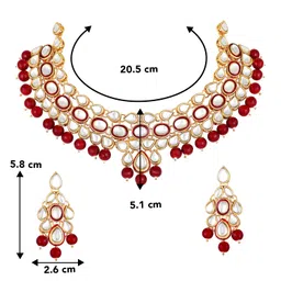 peora Traditional Jewellery Indian Ethnic Jadau Kundan Stone Pearl Green Necklace with Earrings image 5