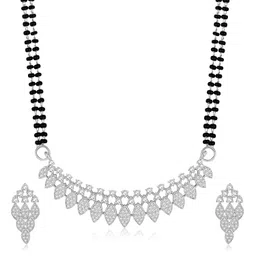 peora Cubic Zirconia Studded Mangalsutra & Stud Earrings Set Ethnic Jewellery Anniversary Gift for Women image 1