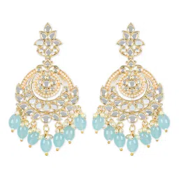 i jewels 18K Gold Plated Traditional Handcrafted Pearl Kundan Beaded Earrings for Women/Girls (E3020) image 1