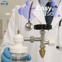 HCG Health Cure Generation Oxygen Flow Meter Adjustment Oxygen Valve with Regulator with rotameter & humidifier Bottle (Oxygen flowmeter Deluxe OXY 02) image 3