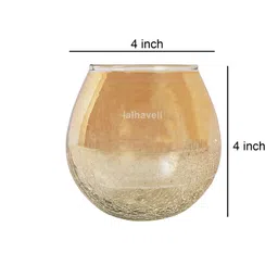 Lalhaveli Tealight Candle Holders Glass Half Crackle Tea Light Votive for Home Decoration Gift Candle Votive Mosaic Lamp (4 X 4 Inch) Pack of 2 image 4