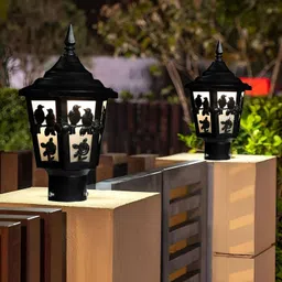 twixle with Bulbs Outdoor Gate Light Energy Efficient Waterproof Decorative Exterior Fixture for Garden Pillars, Entry Gates, Porch, Patios, Driveway, and Fence Posts (Couple Bird Design) (Pack of 1) image 2