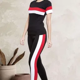 ALISBA Gym Tshirt for Women Workout Lycra Cotton With Top and Bottom Set for Womens Western, Gym Tops, Gym Lower, Running, Daily & Track Suit for Woman Summer, Workout tshirt (Pack of 2) image 2