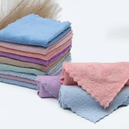 THE HOME TALK Face Towel - 25x25Cm Handkerchief for Kids | Solid Face Towel | Polyester Cotton | Super Soft | Birthday Gifting, Kanjak, School Going Kids (Pack of 12, Solid Design) image 1