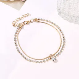 peora Cubic Zirconia Studded Anklet Stylish Payal Fashion Jewellery Gift for Girls & Women image 3