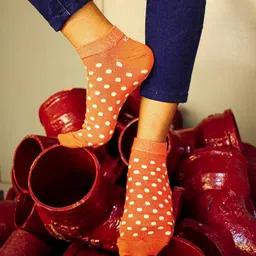 keva socks Low Ankle Polka Dots Cotton Women Socks kv34 Free Size (Multicolor) image 2