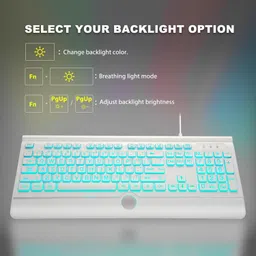 KOPJIPPOM Large Print Backlit Computer Keyboard, USB Full Size Wired Keyboards with 7-Colors Backlight, Wrist Rest, Light Up Keyboard for Windows, PC, Laptop - Easy to See, Easy to Setup image 5