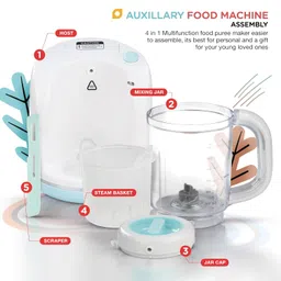 BAYBEE 4-in-1 Multifunctional Electric Baby Food Processor with Steamer, Chopper & Grinder | Portable Baby Food Blender and Steamer image 3