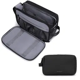 bagsmart Toiletry Bag For Men, Travel Toiletry Organizer Dopp Kit Water-Resistant Shaving Bag For Toiletries,17.8 Cm Black image 1