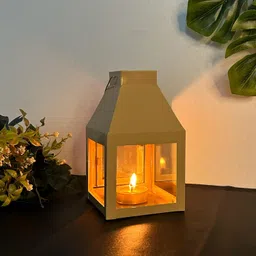 Rely+ Metal Lantern Candle Holder for Indoor & Outdoor Decor Hanging Tealight Candlestick Holders for Wedding Party Christmas Decoration- Modern Home Decor, 5.5 Inch (Hazelnut) image 3