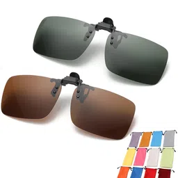 godsdwares 2PCS Clip on Sunglasses for Men, Polarised Sunglasses Man Clip on Sunglasse Clip on Eyeglasses Flip up Sun Glasses Flip Shades image 1