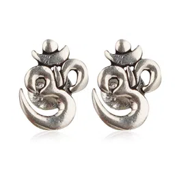 kukshya 925 Pure Silver (Chandi) OM Stud Earrings for Men & Boys | Elegant & Classic Sterling Silver Symbol | 1 Pair image 1