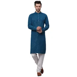 jompers Men Chikankari Embroidered and Sequence Kurta with Churidar image 1