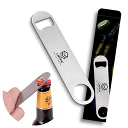 lamina Pack of 1 Stainless Steel Flat Bottle Cap Opener (Silver Color 7inch- Large) for Beer, Soda, Pop Off Bottle- Heavy Duty Thick Bar Blade for Kitchen, Hotels & Restaurant (with Storage Cover) image 1