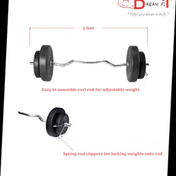 DREAM FIT PVC Home Gym Set - 50 Kg with 8in1 Gym Bench, 3 ft Curling Rod, 3 ft Straight Rod, 1 Pair Dumbbell rods and Gym Accessories (50kg) image 4