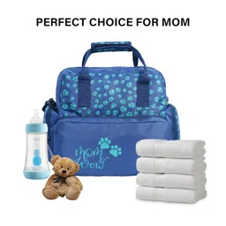 sabuz bag Waterproof Mom Backpack Style Diaper Bag Print (Blue) image 2