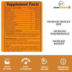 HulkNutrition Bulk Gain Mass & Weight Gainer Capsule for Fast Weight & Muscle Gain, Muscle Building Weight Lifters Supplement for Muscle Growth, Stamina & Strength, Men & Women - 60 Cap. | Free Shaker image 5