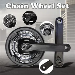 Aruvia Bicycle Chainwheel Crankset 3-Speed (24T 34T 42T Teeth) 3 Speed Chaingear Fit for All Kind of Bicycles Cotterless Crank Set Diamond Hole-Black Design image 2