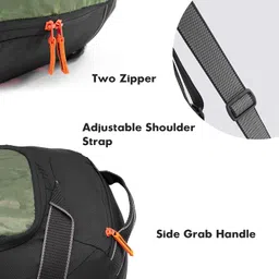 strabo Nylon Weekend Gym & Travel Duffel Bag With Shoe Compartment-Colour Black Green 28L Water Resistant image 5