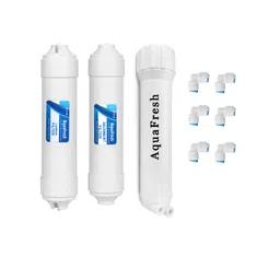 Aqua Fresh Water Filter Replacement Kit – 10 Inch Carbon & Sediment Filter Cartridge with Membrane Housing – Suitable for All RO, UV, & UF Water Purifiers RO Service Kit!(Combo NO 15) image 1