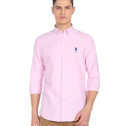 u.s. polo assn. Men's Solid Oxford Tailored Fit Button Down Casual Shirt image 1