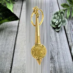 ayoshri Brass/Peetal Iron Mix Hanuman Ji/Bajrangbali Gada Keychain Keyring Gift For Men, Women, Boys, Girls and Friends image 4