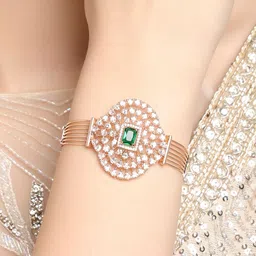 zaveri pearls Rose Gold Dazzling Cubic Zirconia Contemporary Bracelet For Women-ZPFK16936 image 2