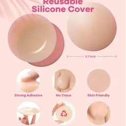 bearkig Breast Lift Tape, Boob Tape for Breast Lift & Shape, Bob Tape for Large Breast, Breathable Push Up Tape, Invisible Body Tape, Boobytape Along with 1-Pair Sticky Reusable Silicone Covers (Beige), image 3
