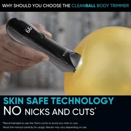 Vega Cleanball Body Trimmer for Men, Multi-Purpose, Body, Pubic Hair Grooming, Private Part Shaving, Waterproof, 90 Min Runtime with LED Flashlight, 4 Comb Attachments, Shower Friendly (VHTH-33) image 3