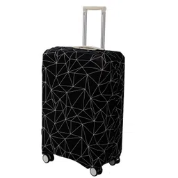 hokipo 180gsm Durable and Washable Suitcase Covers for Trolley Suitcase, Large (26-27inch), Black Geometric Abstract (NEW-5185-D5) image 1