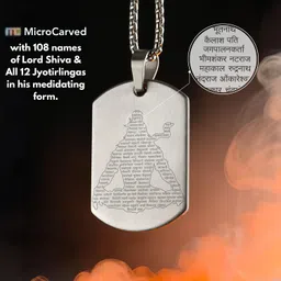 mesmerize Mahadev Jyotirling Tag Stainless Steel Necklace For Men | Locket and Pendant Necklace For Men and Guys | Available Black and Silver Colours | image 2