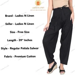 ladies n linen Women's Cotton Patiala Salwar (Pants) for Women Combo Pack of 3 (Three) Free Size image 2
