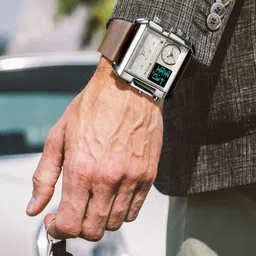 feice Wathes for Men Digital LED Analog Quartz Wristwatch Business Men’s Watch Multifunction Square Chronograph 24H Calendar Leather Band Unique FK030 Watch Large Dial Watches image 5