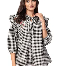 zelena Maternity Zipless Feeding Top for Women | 100% Cotton Pre & Post Pregnancy Tops for Pregnant Woman | Check Printed Top for Easy Breastfeeding for Mothers image 1