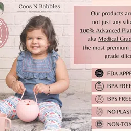 Coos N Babbles Silicone Open Cup for Babies 1-2 Years | Training Cup for Kids for Milk | Baby Water Sipper | 180 ml Sippy Cup with Handles for Toddlers (Purplish Red) image 2