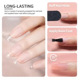brille bee PolyGel Nail Extension Kit, 30g PolyGel with Spatula & Brush, 50ml Slip Solution for Professional Nail Extensions (Clear) image 5