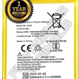 fliptronics originals BL-43AX Battery for Infinix Zero 5 X603 Battery with 1 Year Warranty***** (V30) image 1