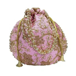 athz Potli bag Green | Pink | Blue | black | Peach handbags for Women Hand carry pouches for Return gifting ethnic potli bags Embroidered image 1