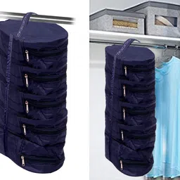 Kuber Industries Waterproof Parachute Hanging Shoe Cover|Zipper Closer|Travelling Footwear Organiser|Keep Upto 5 Pair|Size 32 x 19 x 53 CM (Blue)- CTMTC039555 image 4