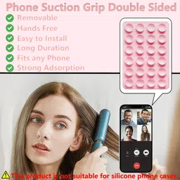 alihan 2 Pack Silicone Suction Phone Case Mount, Double Sided, Non Slip Suction Cup Phone Mount, Silicon Sticky Phone Grip for Cell Phone, Hands-Free Phone Accessories Holder for Selfies and Videos, Black image 2