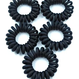 fairytale Matte Black Spiral Hair Rubber Bands. Set Of 5. Size Small image 2