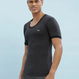 dollar Ultra Thermal Round Neck Half Sleeve Top for Men Black image 2