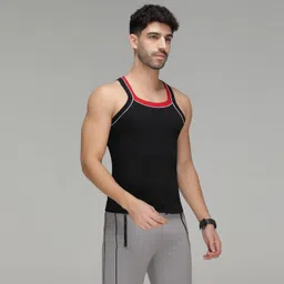 amul comfy Pack of 2 Cotton Round Neck Sleeveless Solid Men Gym Vest image 3