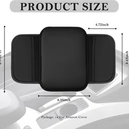DRUCILA Car Armrest Box Mat, PU Leather Four Seasons Comfortable Breathable Waterproof Automotive Armrest Cover Center Console Cushion Protector, Universal for Most Vehicle.(Black) image 2