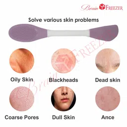 Brain Freezer Soft Facial Applicator Hairless Silicone Mud Mask Brush (Dark Purple White) image 5