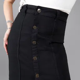 miss chase Women's Regular Fit Mid Rise Light Weight Denim Skirt image 5