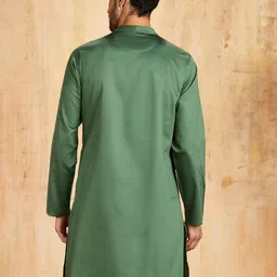 amazon brand - symbol Men's Cotton Solid Festive Embellished Long Kurta (Regular Fit) image 2