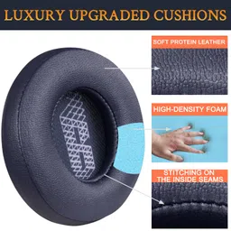 SOULWIT Replacement Ear Pads for JBL Live 400BT/Live 400 BT On-Ear Wireless Headphone, Earpads Cushions with Softer Protein Leather, Noise Isolation Foam - Blue image 3